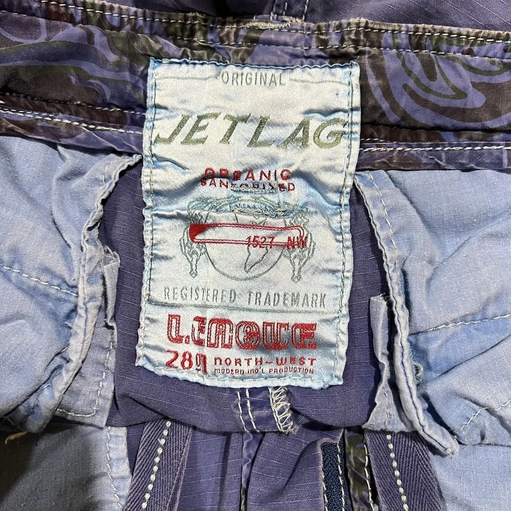 Jet Lag Organic Sanforized Cargo Shorts Mens 36 Purple Utility Outdoor Baggy Y2K